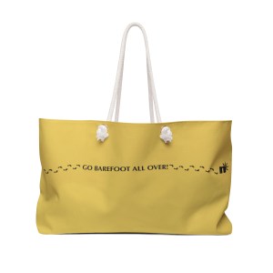 Go Barefoot All Over Weekender Bag – Yellow Travel Tote with Sun Logo